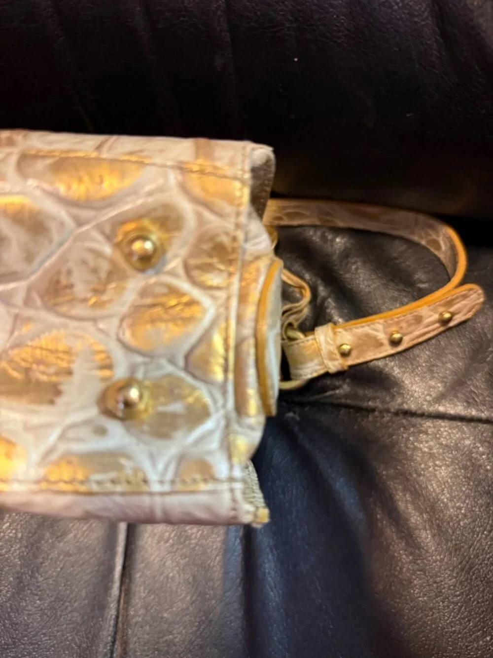 Vintage Brahmin Medium Christine (?) Champagne Orinoco Shoulder Bag